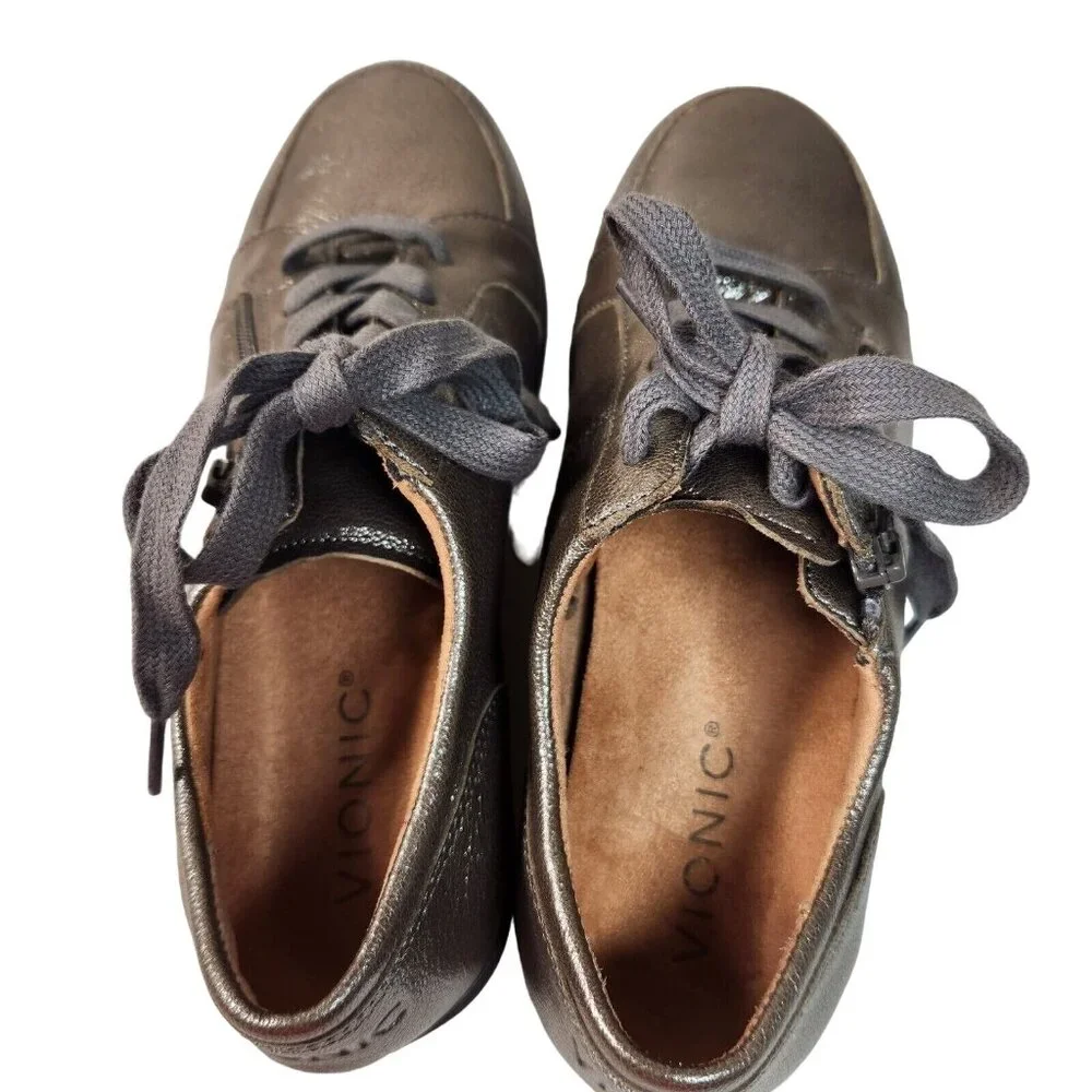 Vionic Women's Size 6 M Abigail Walking Sneakers Shoes Metallic Pewter 286 - Picture 5 of 11